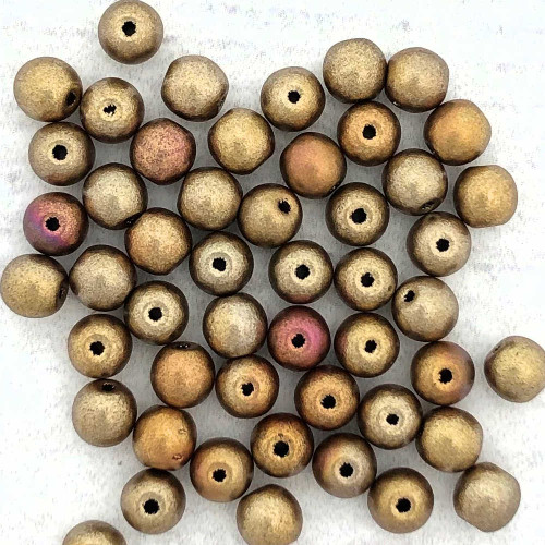 4mm Round Glass Beads, Metallic Mix (Qty: 50)